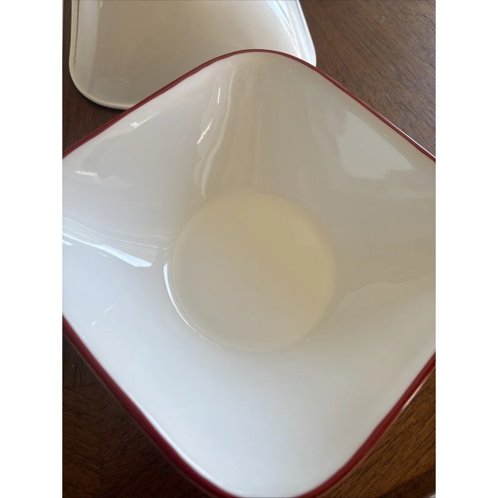 Corelle Vitrelle Set of 4 Urban Square Cereal Bowls White Red